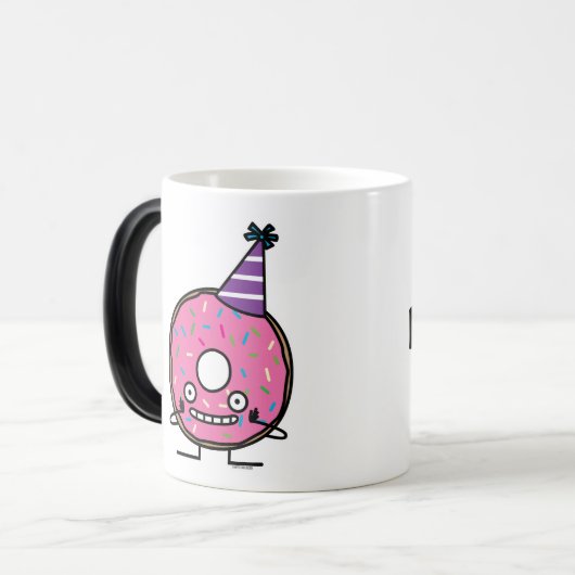 Geburtstags-Krapfenrosazuckerglasur besprüht Verwandlungstasse (Vorderseite Links)