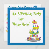 Geburtstags-Kuchen-Einladung Einladung (Vorne/Hinten)