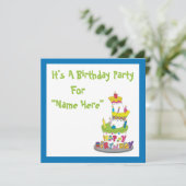 Geburtstags-Kuchen-Einladung Einladung (Stehend Vorderseite)