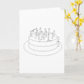 Geburtstags-Kuchen - gezeichneter Baustil Karte (Gelbe Blume)