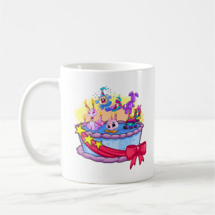 Geburtstags-Kuchen-Gruppen-Schuss Kaffeetasse