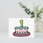 Geburtstags-Kuchen mit Alter Postkarte (Stehend Vorderseite)