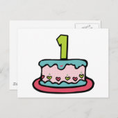 Geburtstags-Kuchen mit Alter Postkarte (Vorne/Hinten)
