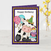 Geburtstags-Kuh-Gruß-Karte Karte (Gelbe Blume)