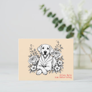 Geburtstags-Labrador-Zeichnung mit individueller N Postkarte