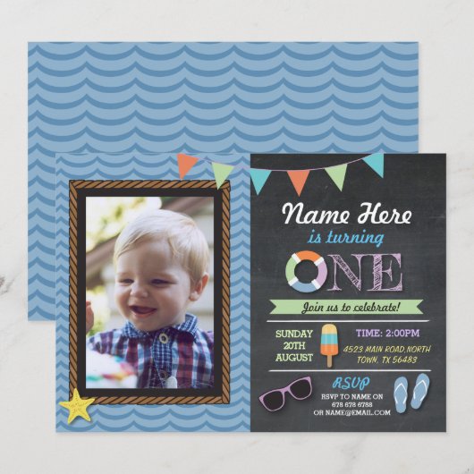 Geburtstags-laden erstes einladung (Vorne/Hinten)