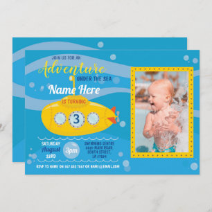 Geburtstags-laden Unterwasserschwimmen-Party-Foto Einladung
