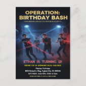 Geburtstags-Lasertag-Operation Bash Postkarte (Vorderseite)