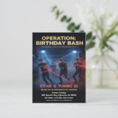 Geburtstags-Lasertag-Operation Bash Postkarte (Stehend Vorderseite)