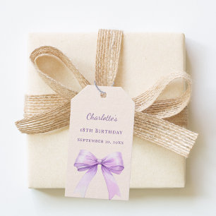 Geburtstags-lavendel-schleife elfenbein zum selber geschenkanhänger