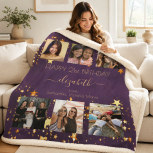 Geburtstags-lila-gold-freunde-fotocollage Sherpadecke
