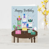 Geburtstags-Llamas-Party Karte (Gelbe Blume)