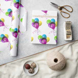 Geburtstags-Luftballongesicht Geschenkpapier