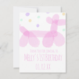 Geburtstags-Lufttierchen Rosa Pastell-Party  RSVP Karte
