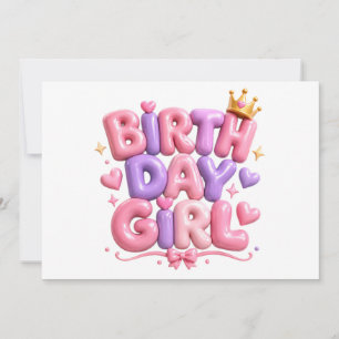 Geburtstags Mädchen Ballon Buchstaben PNG   Süße r Einladung