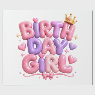 Geburtstags Mädchen Ballon Buchstaben PNG   Süße r Geschenkpapier