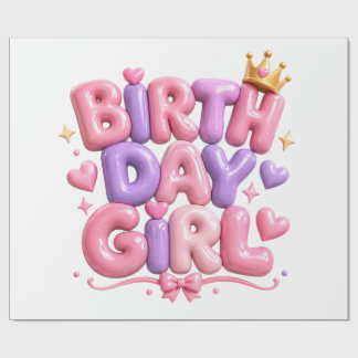 Geburtstags Mädchen Ballon Buchstaben PNG | Süße r Geschenkpapier