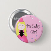 Geburtstags-Mädchen Button (Vorne & Hinten)