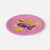 Geburtstags-Mädchen Emoji Pappteller (Schrägansicht)