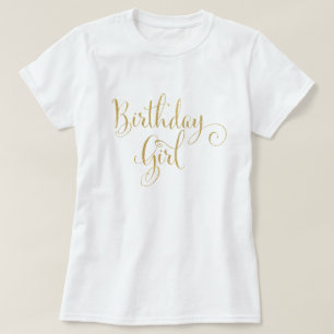 Geburtstags-Mädchen-GoldGlitzer-Blick-wunderliche T-Shirt
