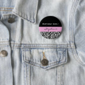 Geburtstags-Mädchenmoderner Zebra-Druck Button (Beispiel)
