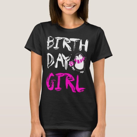 Geburtstags-Mädchenpenguin-Rosa-T - Shirt (Vorderseite)