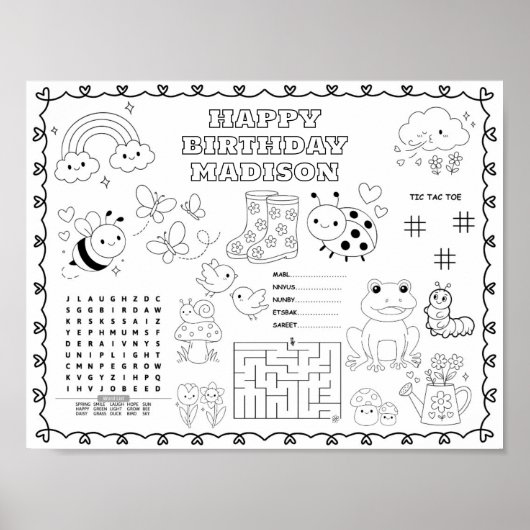 Geburtstags-Malmatte für Gartenwanzen Poster (Vorne)