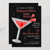 Geburtstags-Martini-Cocktail-Einladung Einladung (Vorne/Hinten)