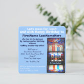 Geburtstags-Mittagessen-Spielautomat-Jackpot Einladung (Stehend Vorderseite)