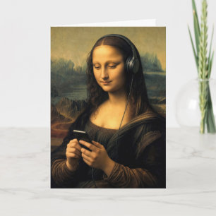 Geburtstags-Moderne-Mona-Lisa mit Smartphone Karte