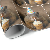 Geburtstags-Murmeltier mit Cupcake Geschenkpapier (Rolleneckpunkt)