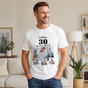 Geburtstags-Name-Alter-Fotocollage T-Shirt