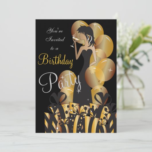 Geburtstags-oder Einladung (Stehend Vorderseite)