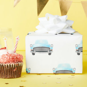 Geburtstags-Oldtimer Blau Klassische Autos Geschenkpapier