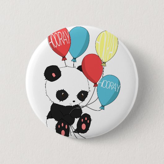 Geburtstags-Panda mit Ballonen Button (Vorderseite)