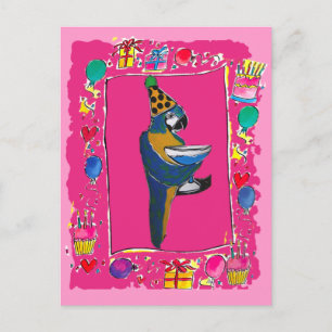 Geburtstags-Papagei Postkarte