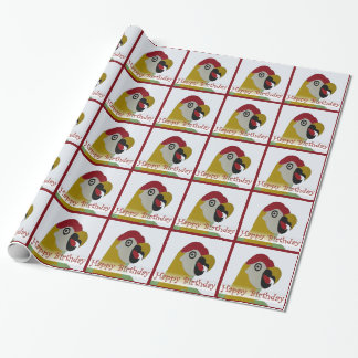 Geburtstags-Papageien-Kopf-Collagen-rotes Geschenkpapier