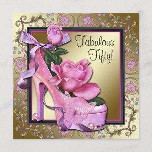 Geburtstags-Party der Frau 50. schwarzes rosa Gold Einladung