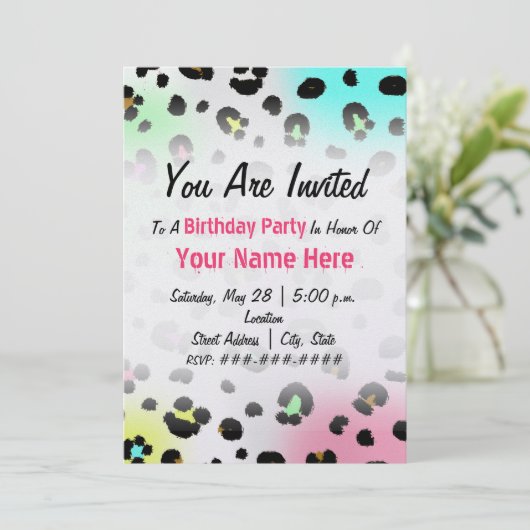 Geburtstags-Party Einladung - (Stehend Vorderseite)