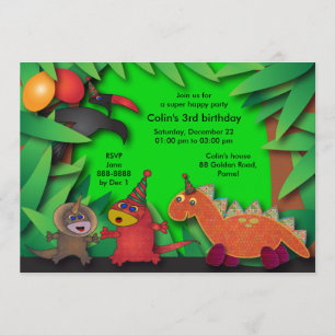 Geburtstags-Party Einladung: 035 Dinosaurier u. Einladung