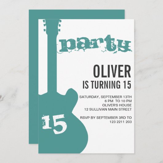 Geburtstags-Party Einladung - blaue (Vorne/Hinten)