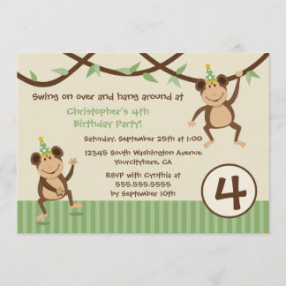 Geburtstags-Party Einladung des schwingaffejungen