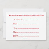 Geburtstags-Party Einladung mit blauem laufendem (Rückseite)