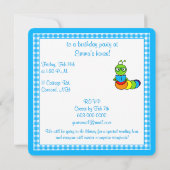 Geburtstags-Party Einladung mit Cartoon-Bücherwurm (Rückseite)