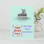 Geburtstags-Party Einladung mit Rollenblatt-Foto (Stehend Vorderseite)