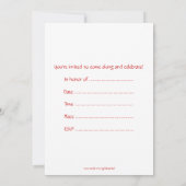 Geburtstags-Party Einladung mit rotem laufendem (Rückseite)