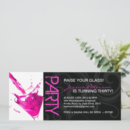 GEBURTSTAGS-PARTY EINLADUNGEN (Stehend Vorderseite)