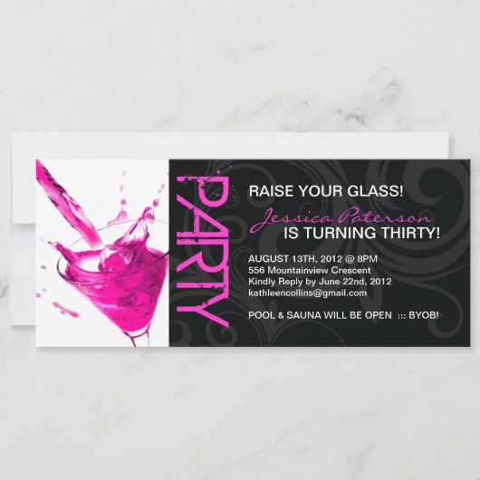 GEBURTSTAGS-PARTY EINLADUNGEN (Vorderseite)