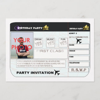Geburtstags-Party Einladungs-FlugscheinSpoof P Einladung