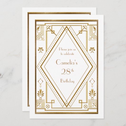 Geburtstags-Party Einladungsfrau, großes Gatsby, Einladung (Vorne/Hinten)